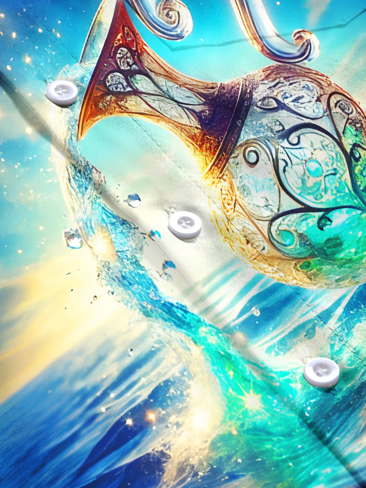 Psychedelic Magic Flowing Water Source Men's Pocket Long Sleeve Shirts