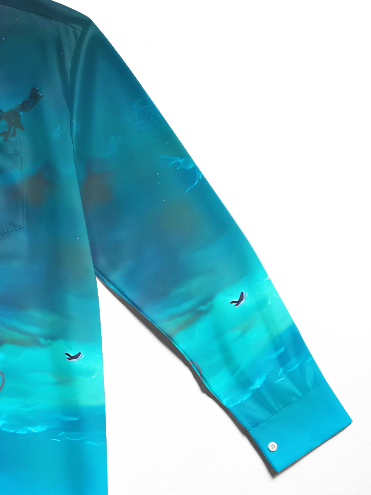 Fun Fantasy Cactus Birds Men's Pocket Long Sleeve Shirts