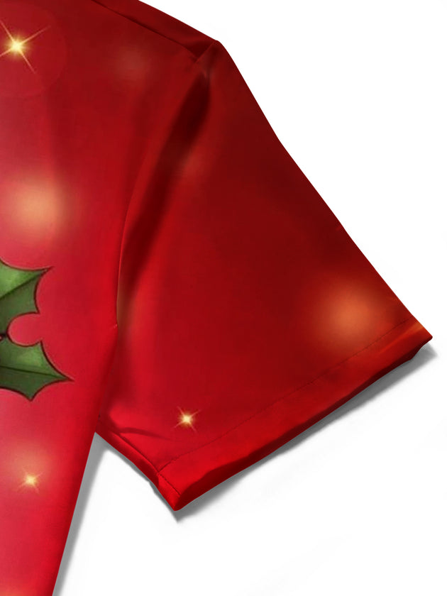 men's Christmas shirt close-up short sleeve