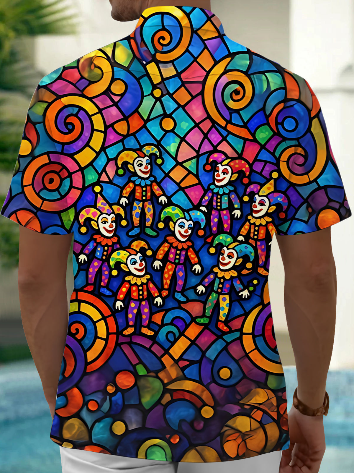 Clown Print Men's Pocket Short Sleeve Shirts
