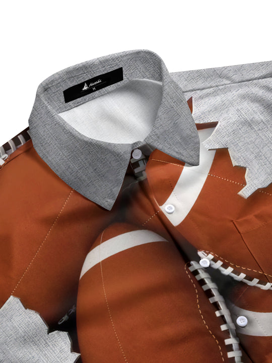 Men's sports print short sleeve shirt side view