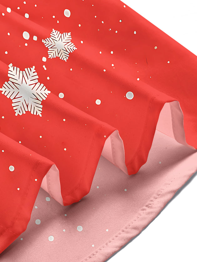 Men's funny holiday print short sleeve shirt lifestyle candid view at Christmas holiday party