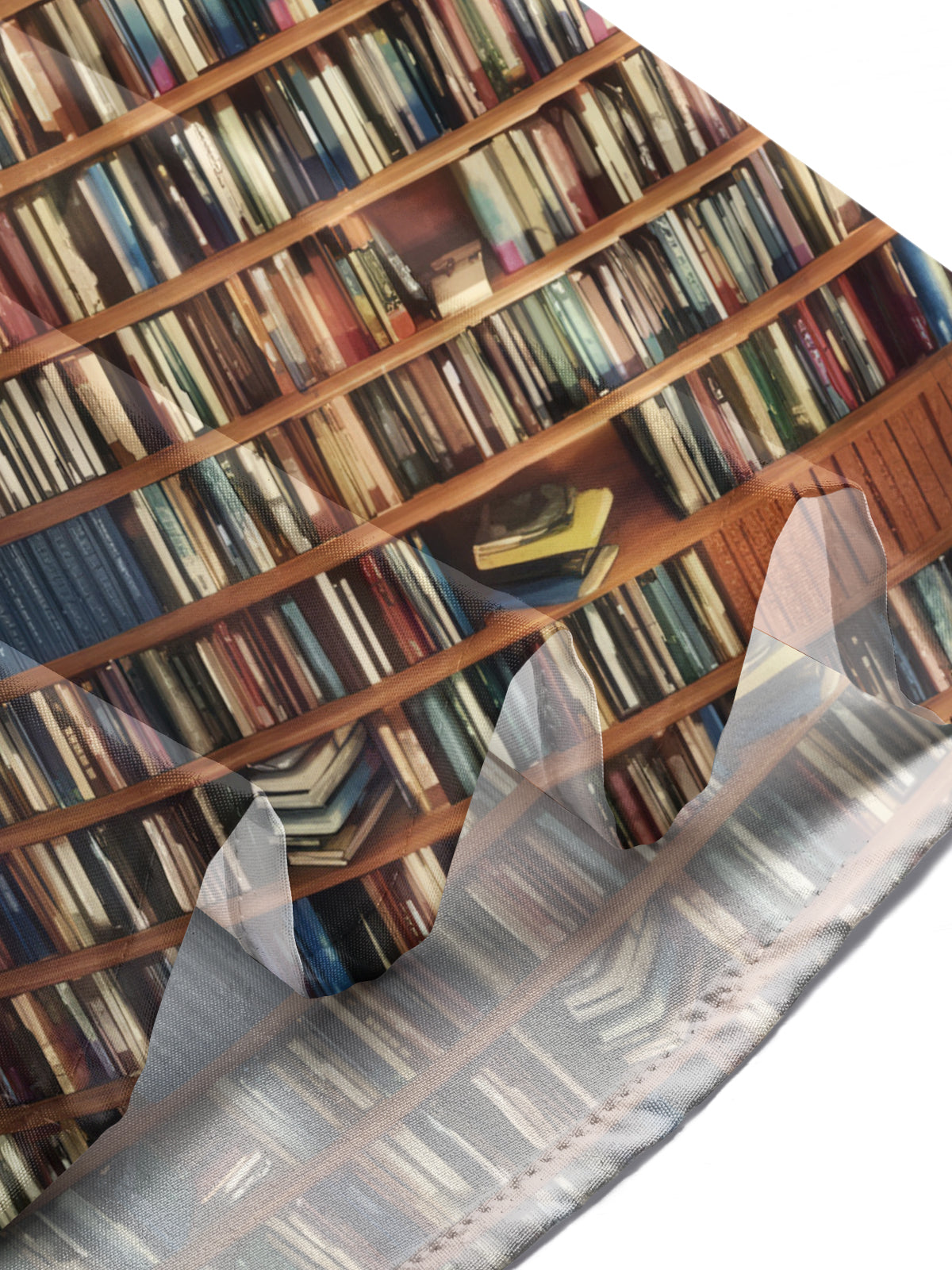 Bookshelf Canal Print Men's Pocket Long Sleeve Shirts