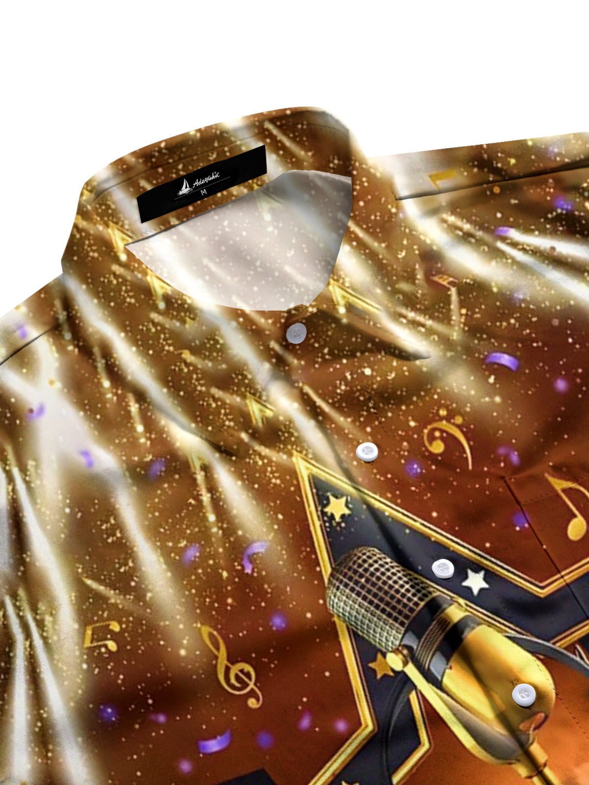 Music Stage Print Men's Pocket Short Sleeve Shirts