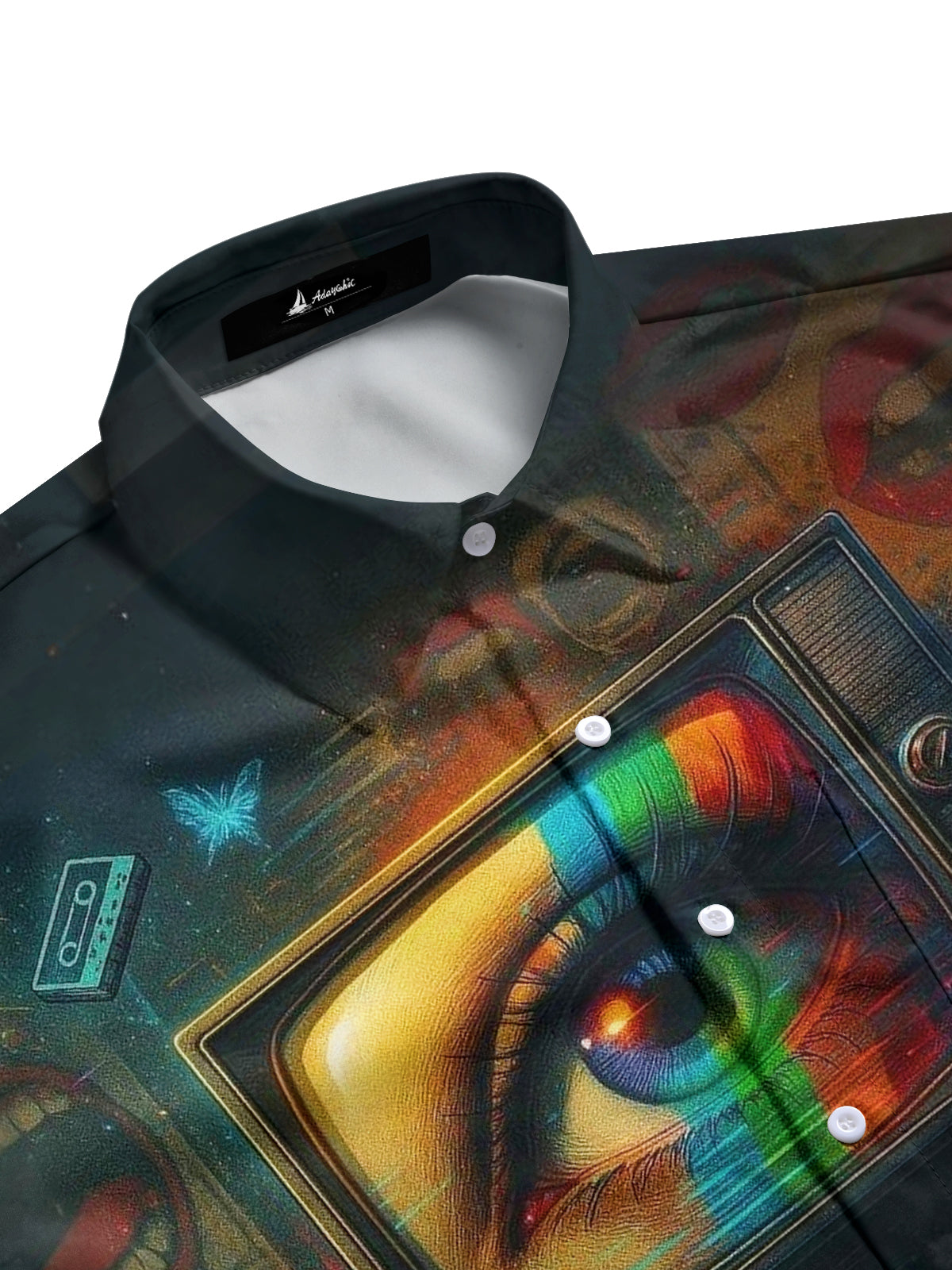 Vintage TV Eye Print Men's Pocket Short Sleeve Shirts