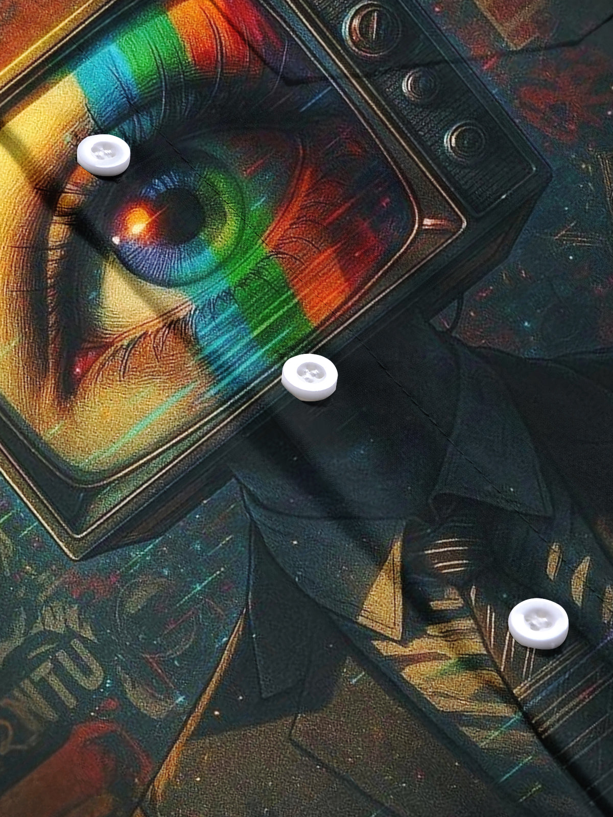 Vintage TV Eye Print Men's Pocket Short Sleeve Shirts