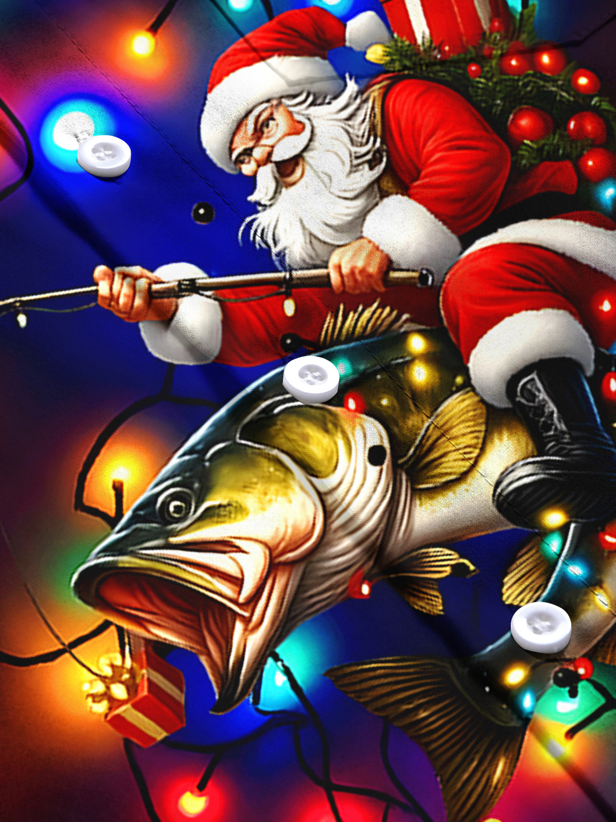 Santa Claus Fish Men's Pocket Short Sleeve Shirts