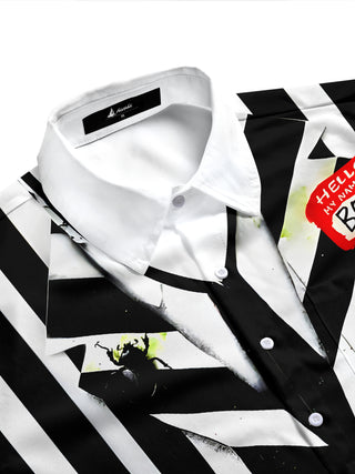Men's holiday pocket long sleeve shirt side view