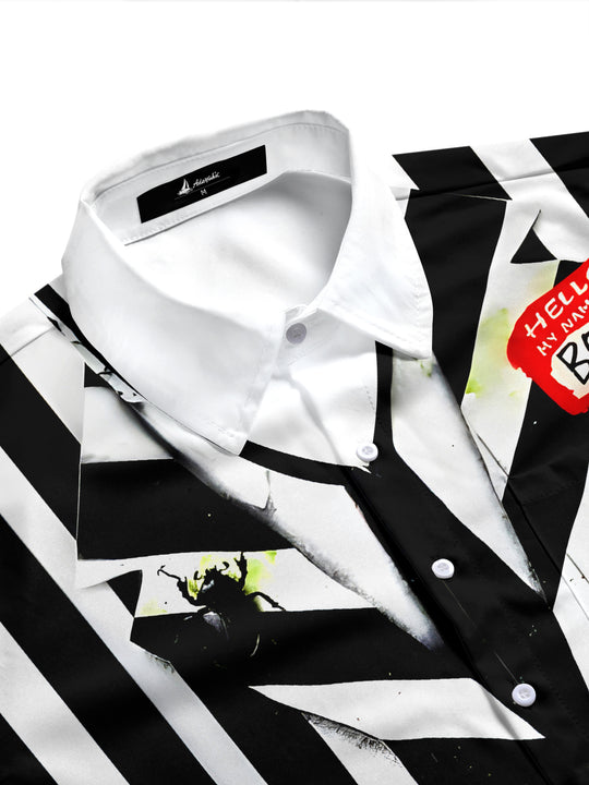 Men's holiday pocket long sleeve shirt side view