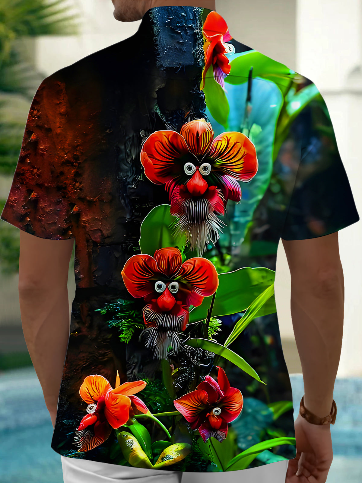 Funny Floral Men's Pocket Short Sleeve Shirts