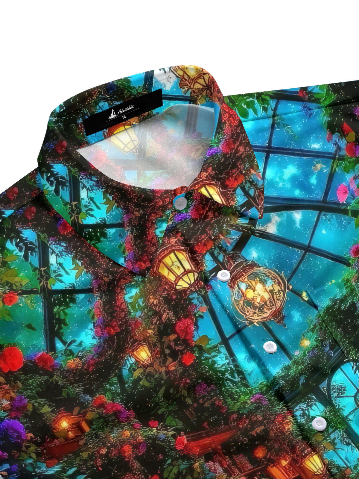 Floral Greenhouse Print Men's Pocket Short Sleeve Shirts