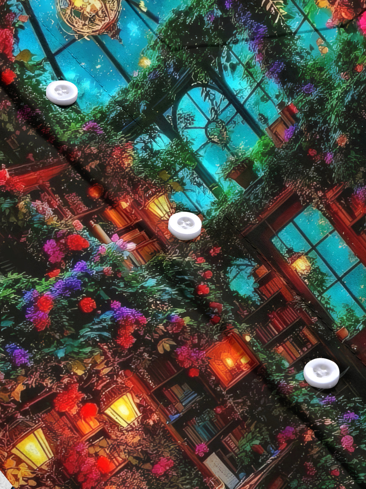 Floral Greenhouse Print Men's Pocket Short Sleeve Shirts