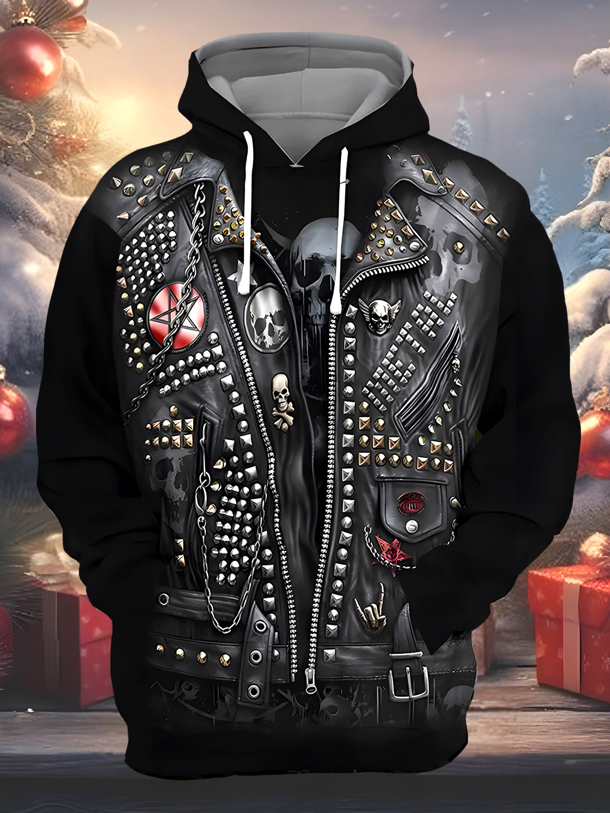 Funny Rock Music Men's Long Sleeve Pocket Hoodies