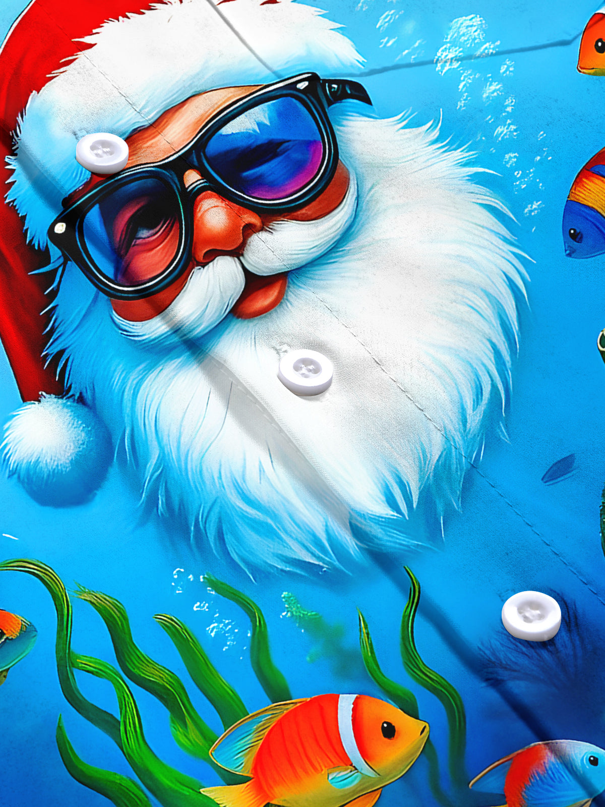 Santa Claus Ocean World Men's Pocket Short Sleeve Shirts