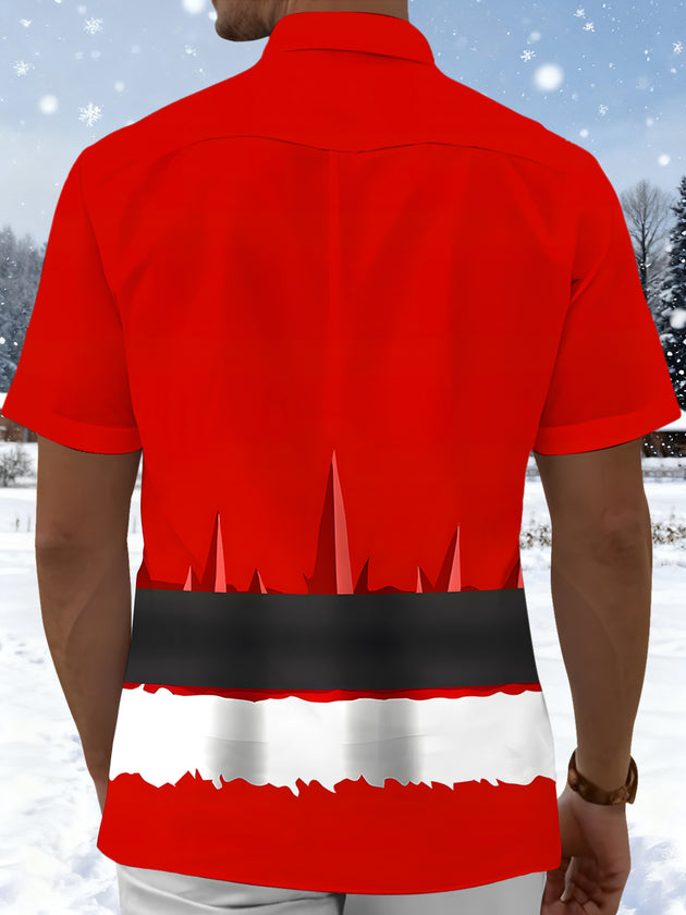 Men's funny Christmas pattern short sleeve shirt back view