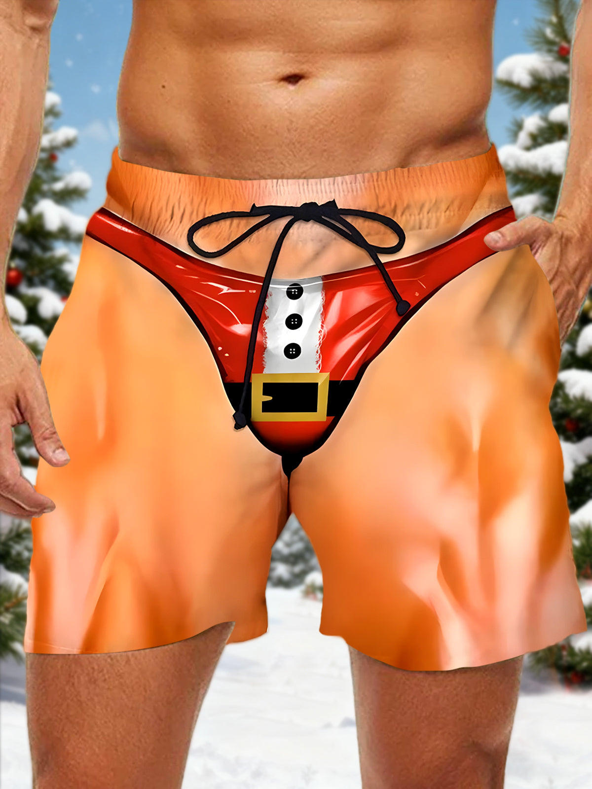 Funny Christmas Costume Men's Print Pocket Shorts