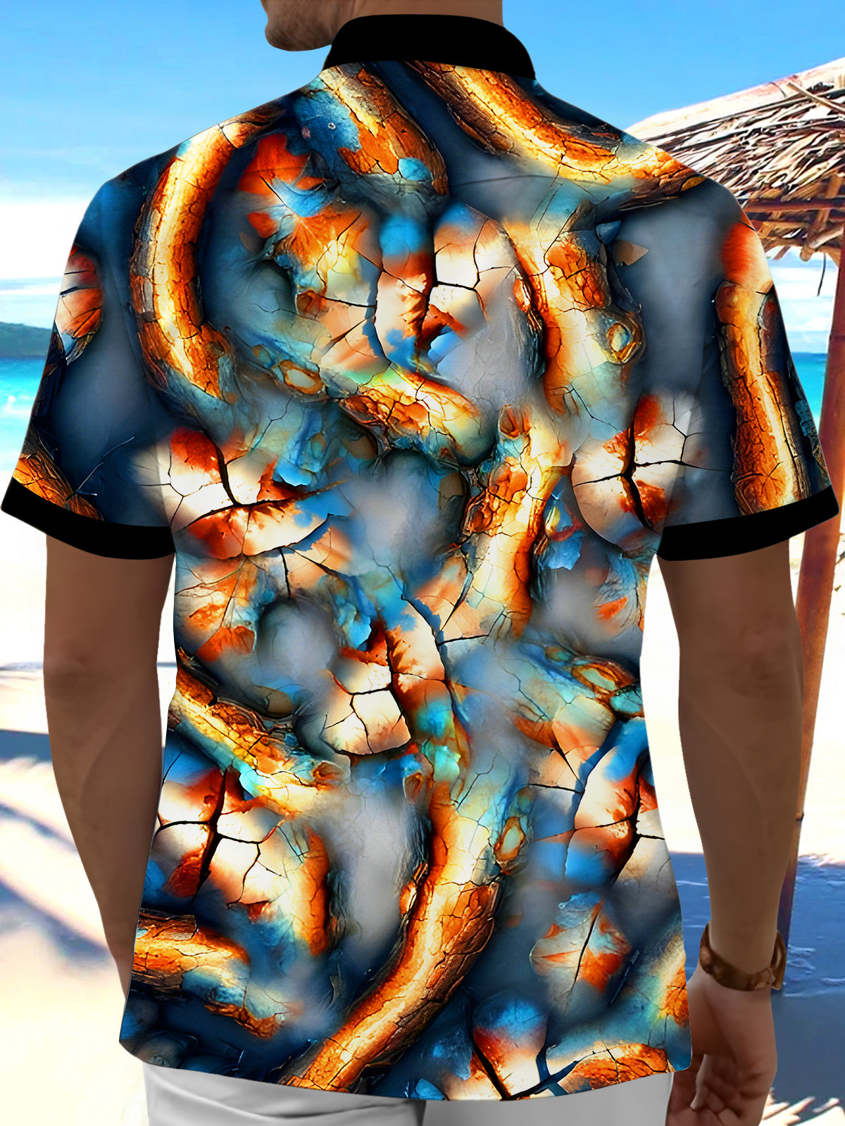 Abstract Crack Men's Pocket Short Sleeve Shirts