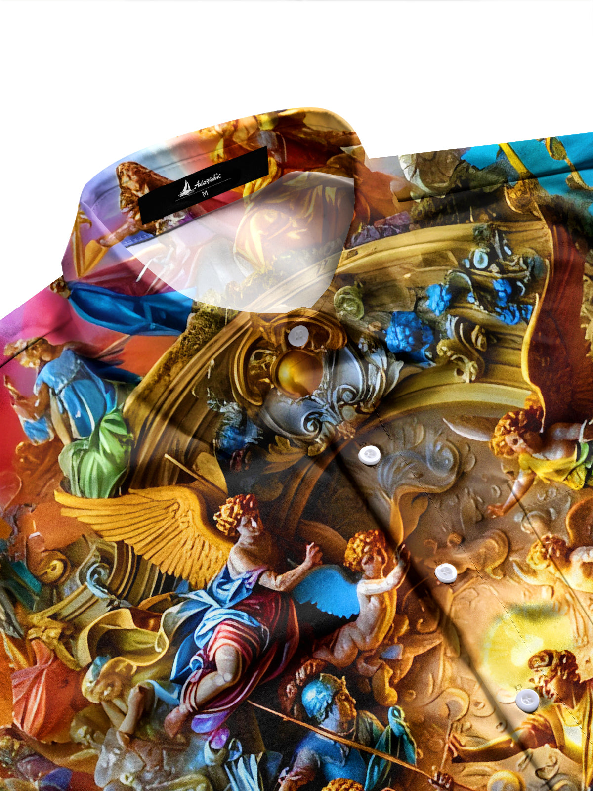 Retro Colorful Art Relief Men's Pocket Long Sleeve Shirts