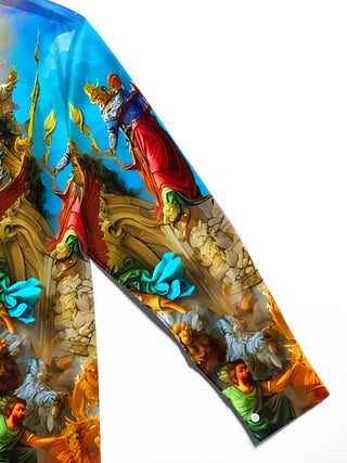 men's colorful retro print shirt close-up full sleeve