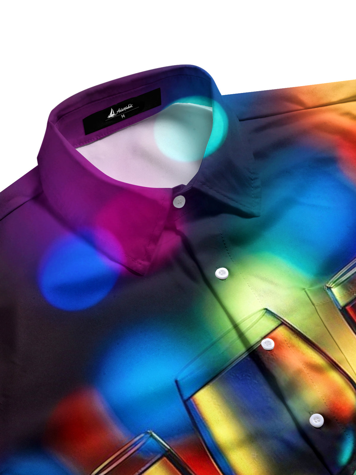 Gradient Champagne Print Men's Pocket Short Sleeve Shirts