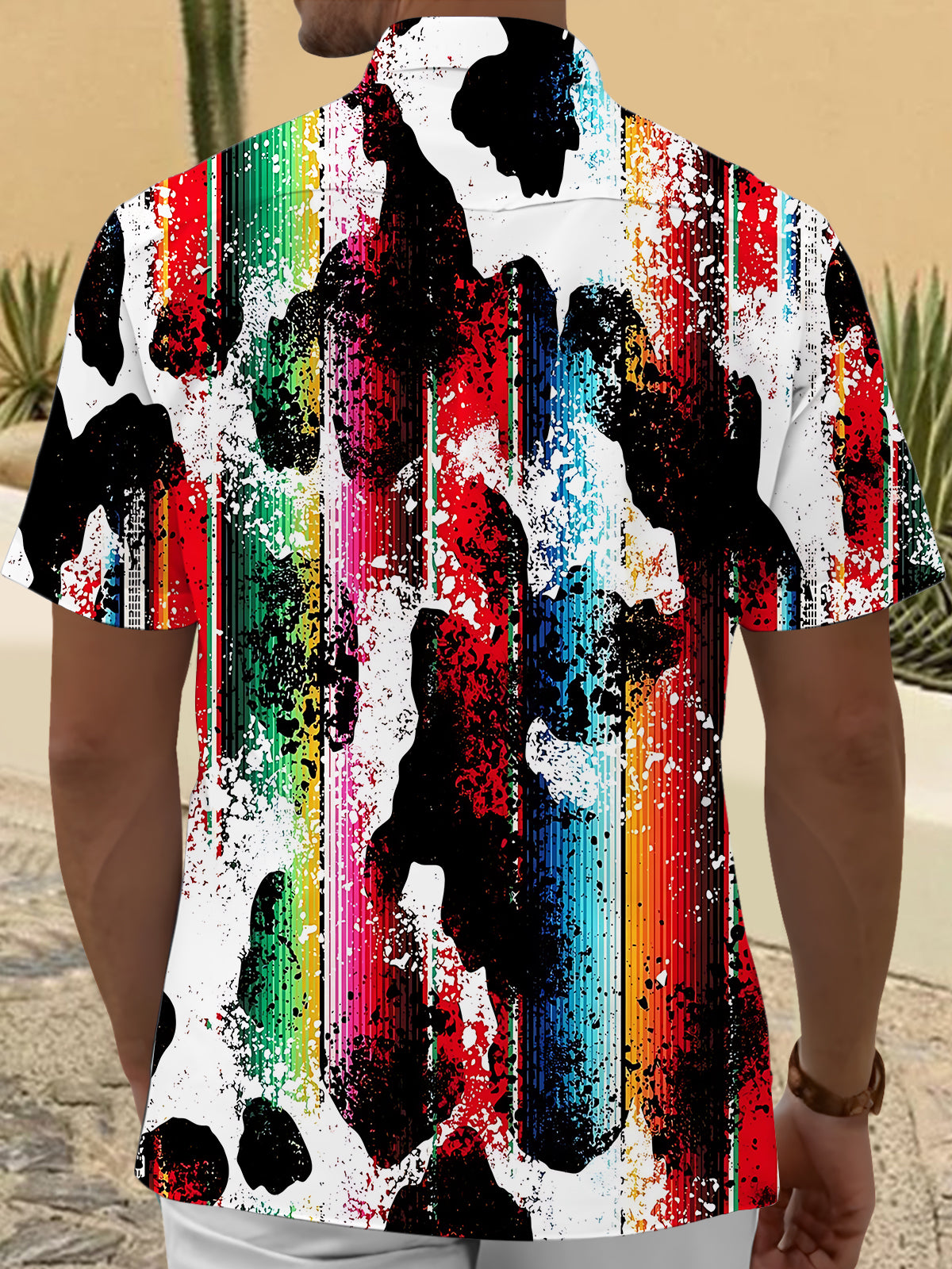 Gradient Print Men's Pocket Short Sleeve Shirts