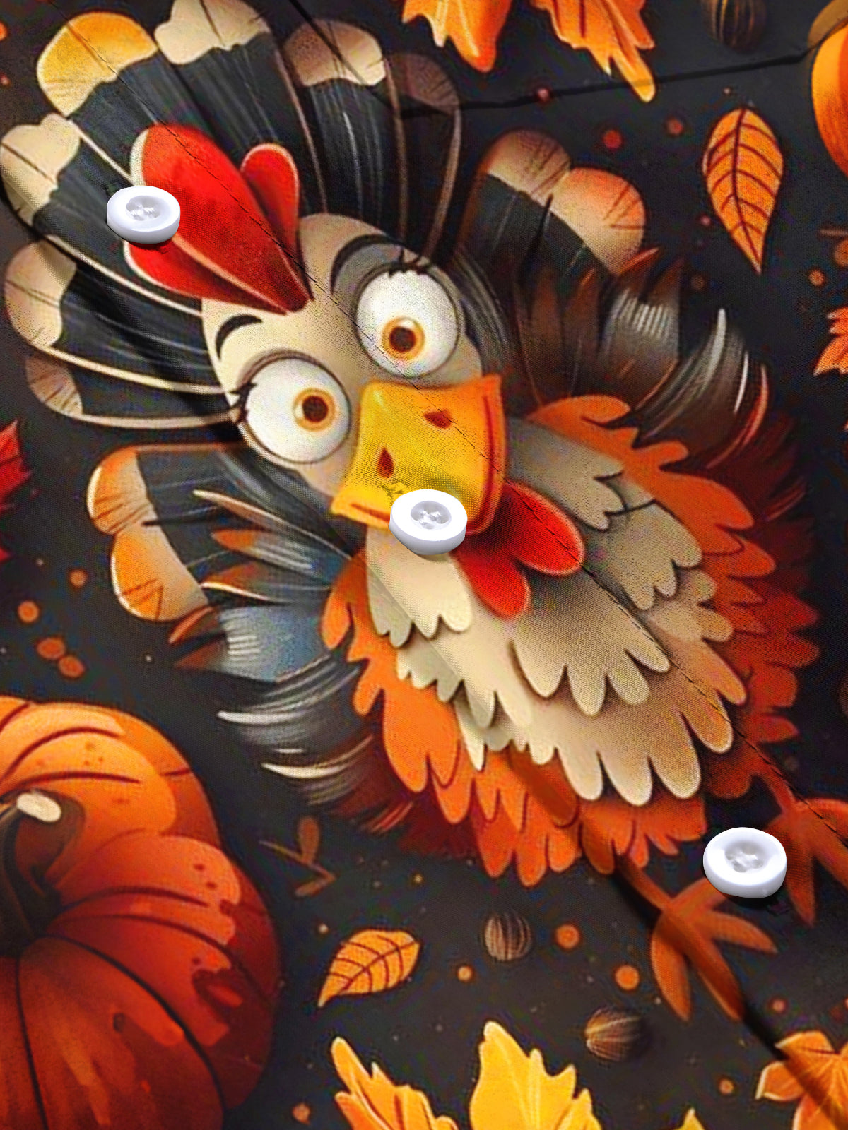 Thanksgiving Turkey Leaf Print Men's Pocket Short Sleeve Shirts