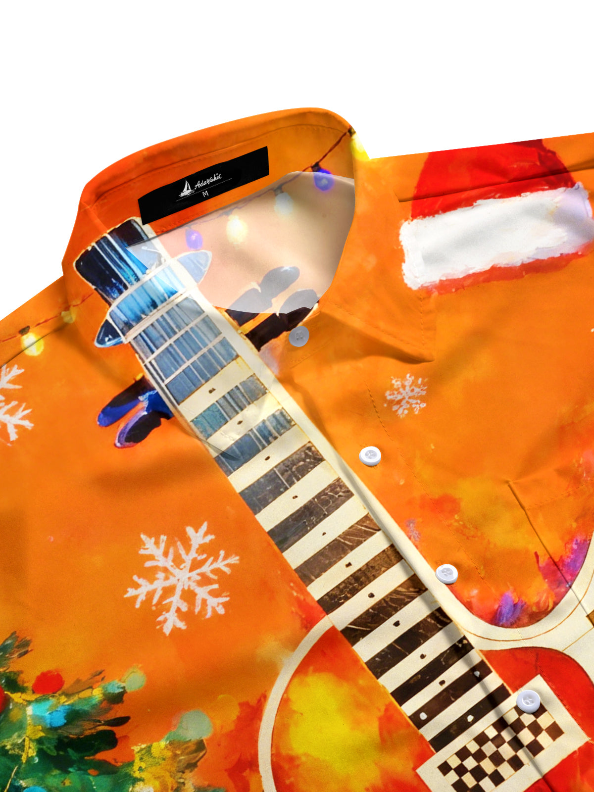 Tie Dye Music Guitar Piano Instruments Christmas Tree Men's Pocket Short Sleeve Shirts