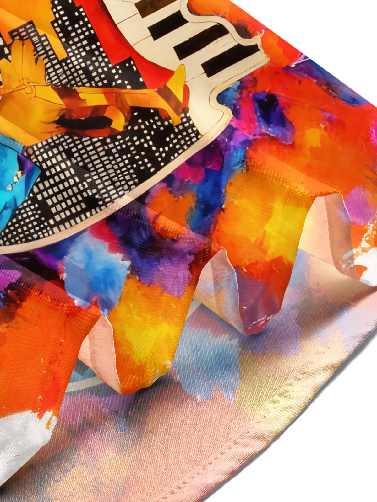 Tie Dye Music Guitar Piano Instruments Christmas Tree Men's Pocket Short Sleeve Shirts