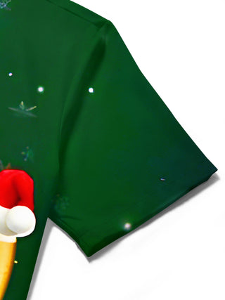 men's Christmas shirt close-up short sleeve
