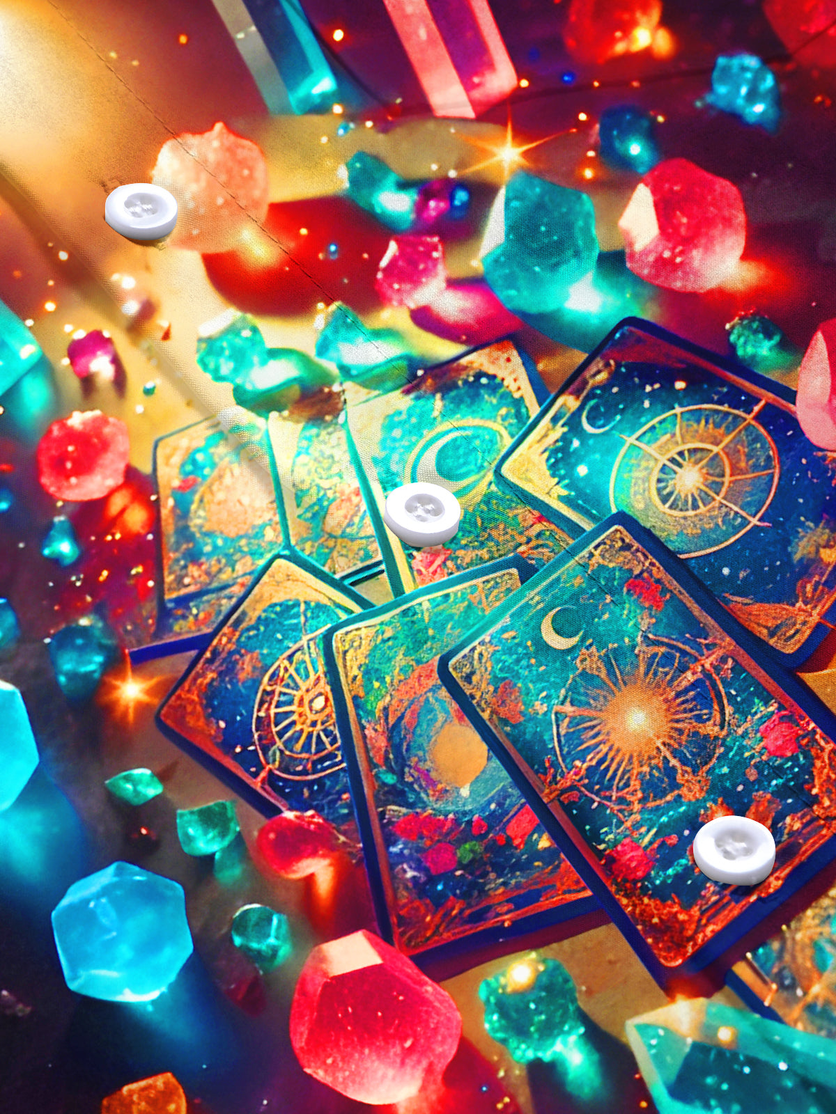 Psychedelic Tarot Card Energy Crystal Men's Pocket Short Sleeve Shirts