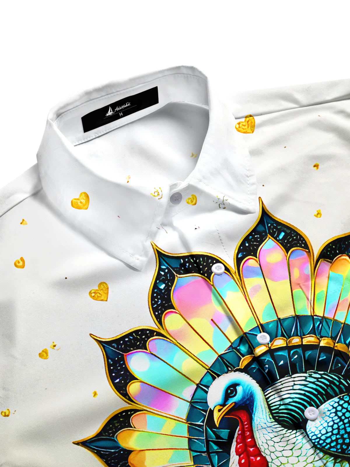 Fun Turkey Floral Men's Pocket Short Sleeve Shirts