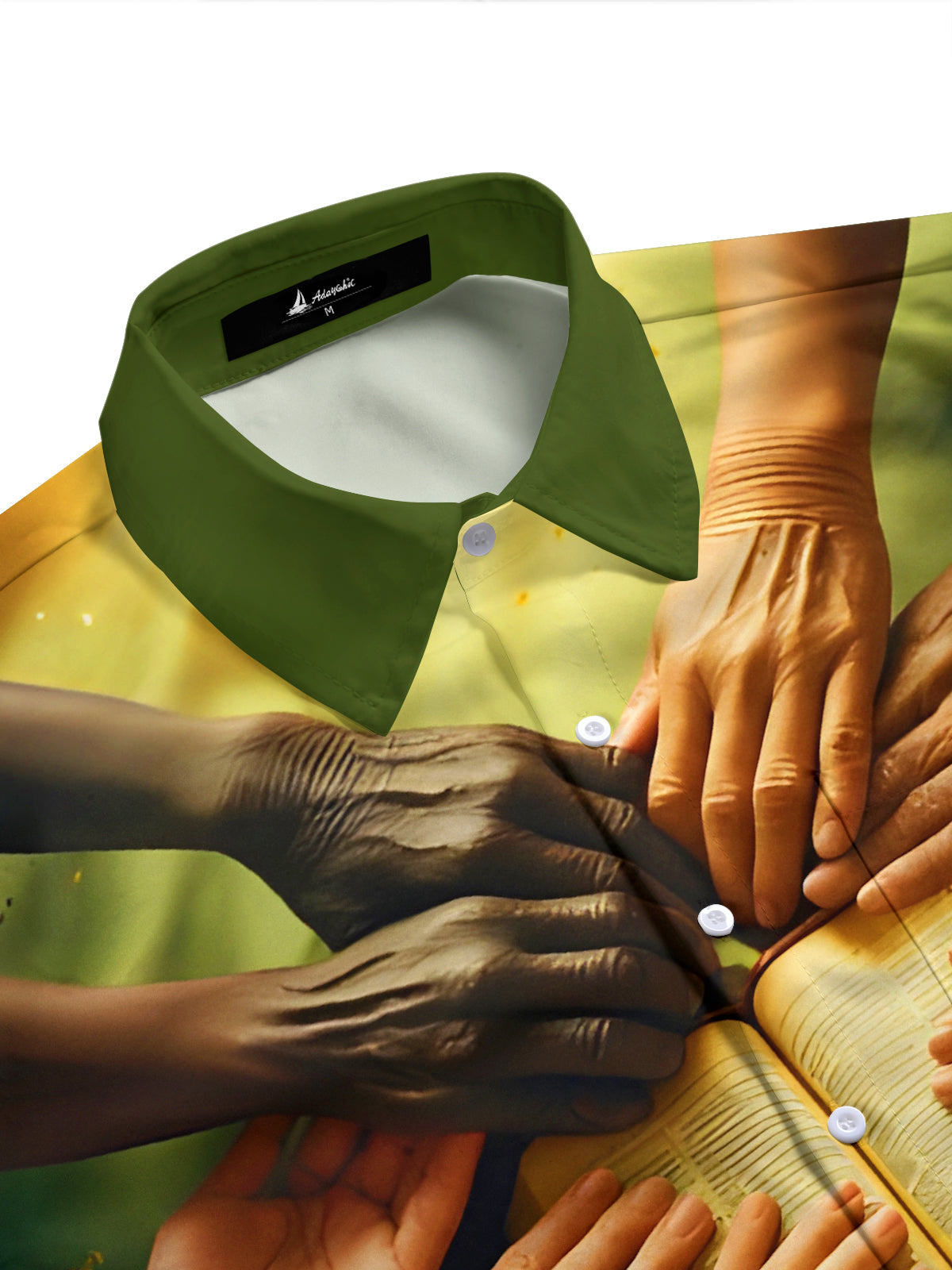 Multi-ethnic Hands Unity Shared Faith Bible Men's Pocket Long Sleeve Shirts