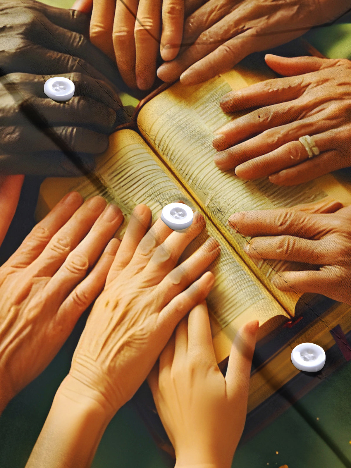 Multi-ethnic Hands Unity Shared Faith Bible Men's Pocket Long Sleeve Shirts