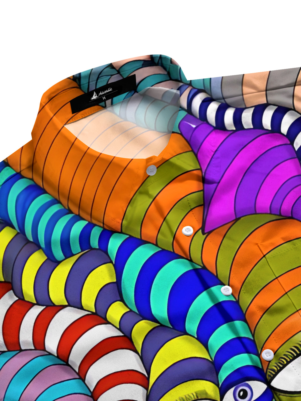 Abstract Eye Print Men's Pocket Short Sleeve Shirts