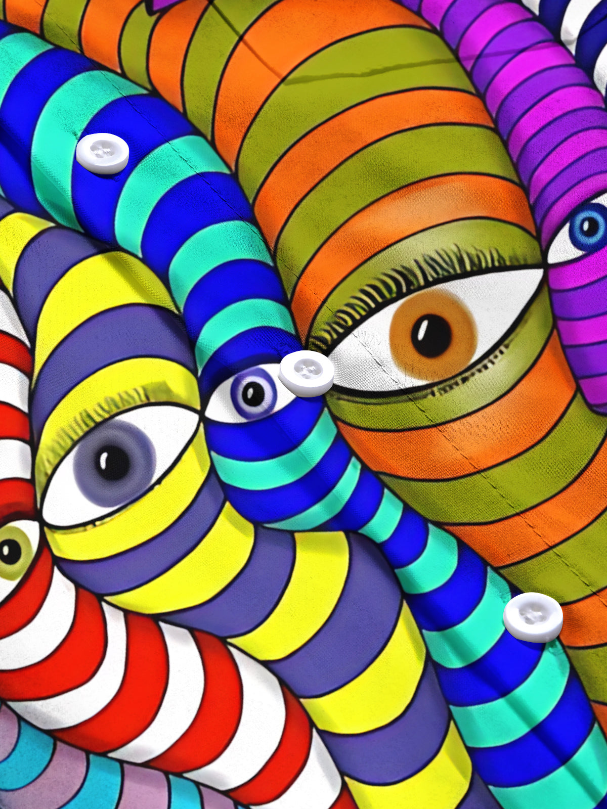 Abstract Eye Print Men's Pocket Short Sleeve Shirts