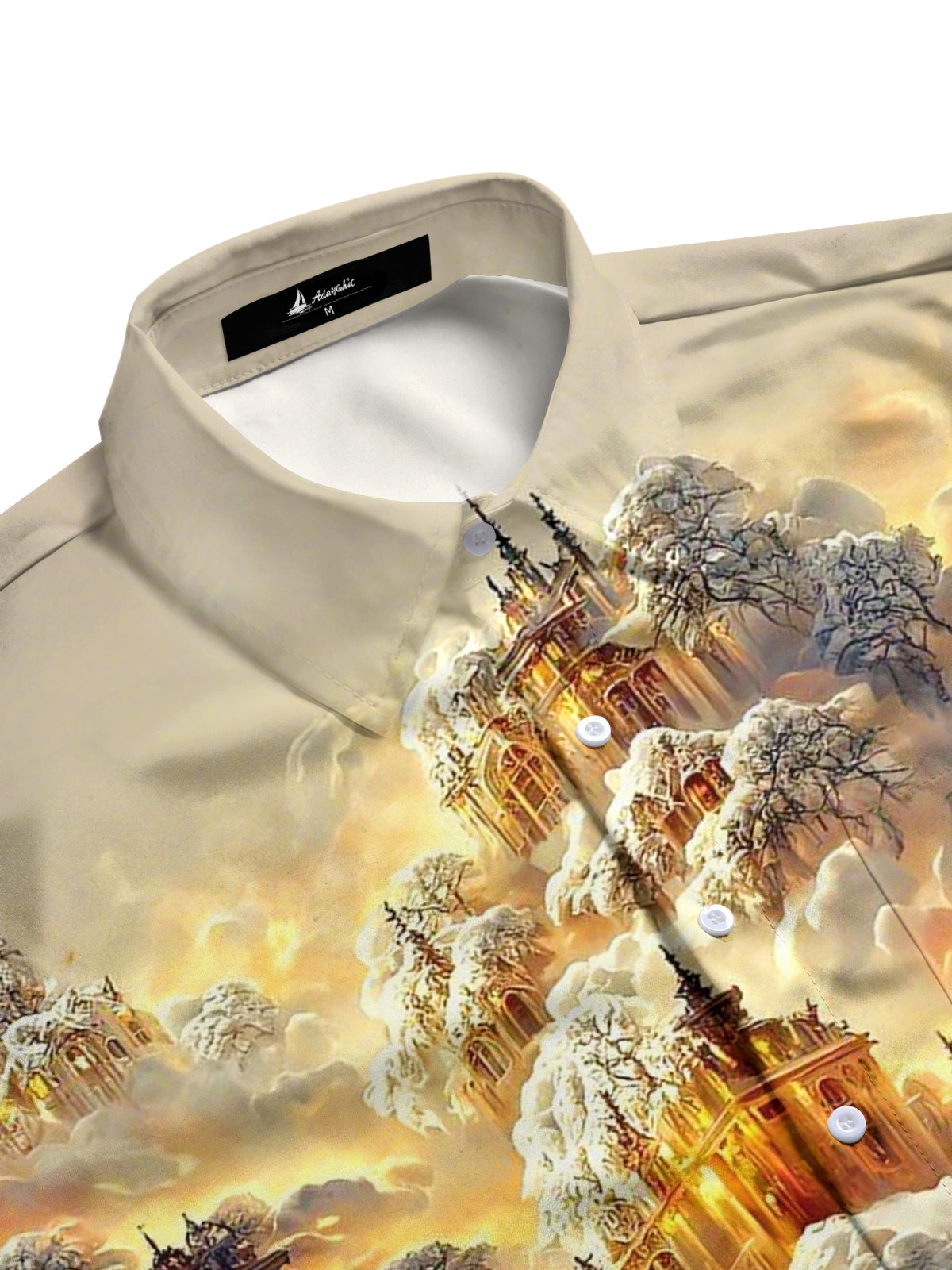 Castle Print Men's Pocket Short Sleeve Shirts