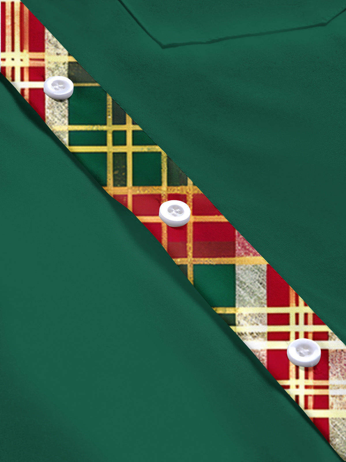 Christmas Grid Men's Pocket Long Sleeve Shirts