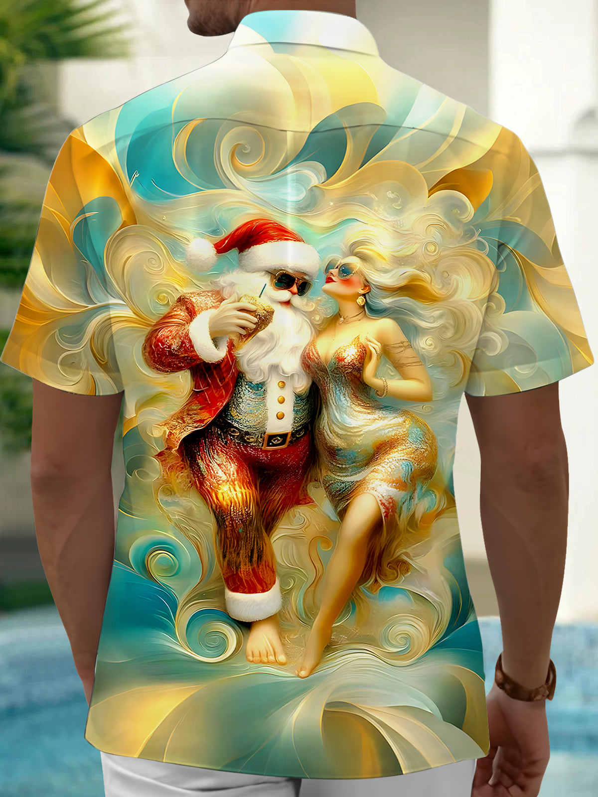 Santa Claus Dances Men's Pocket Short Sleeve Shirts