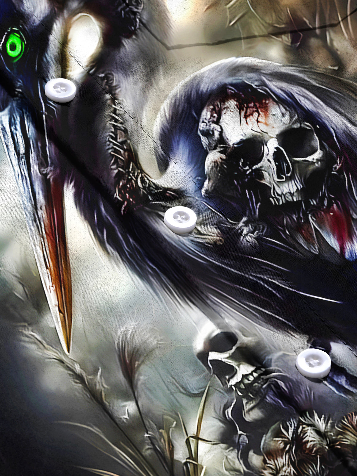 Skull Bird Men's Pocket Short Sleeve Shirts