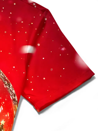 men's Christmas shirt close-up short sleeve