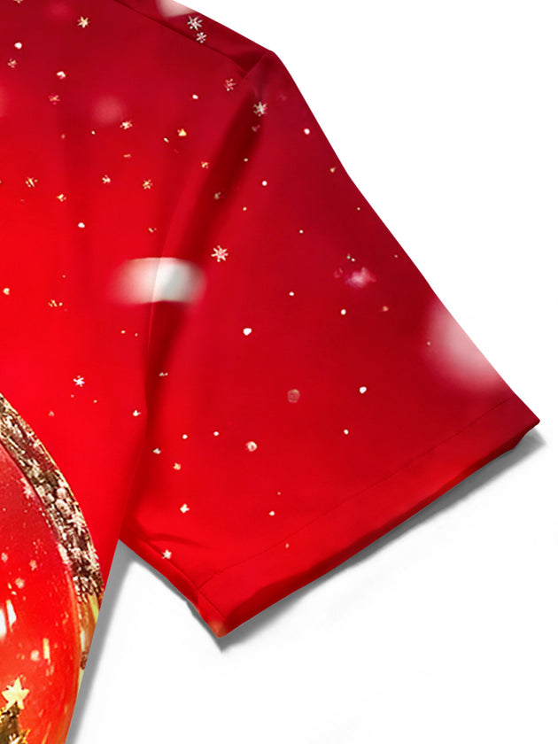 men's Christmas shirt close-up short sleeve