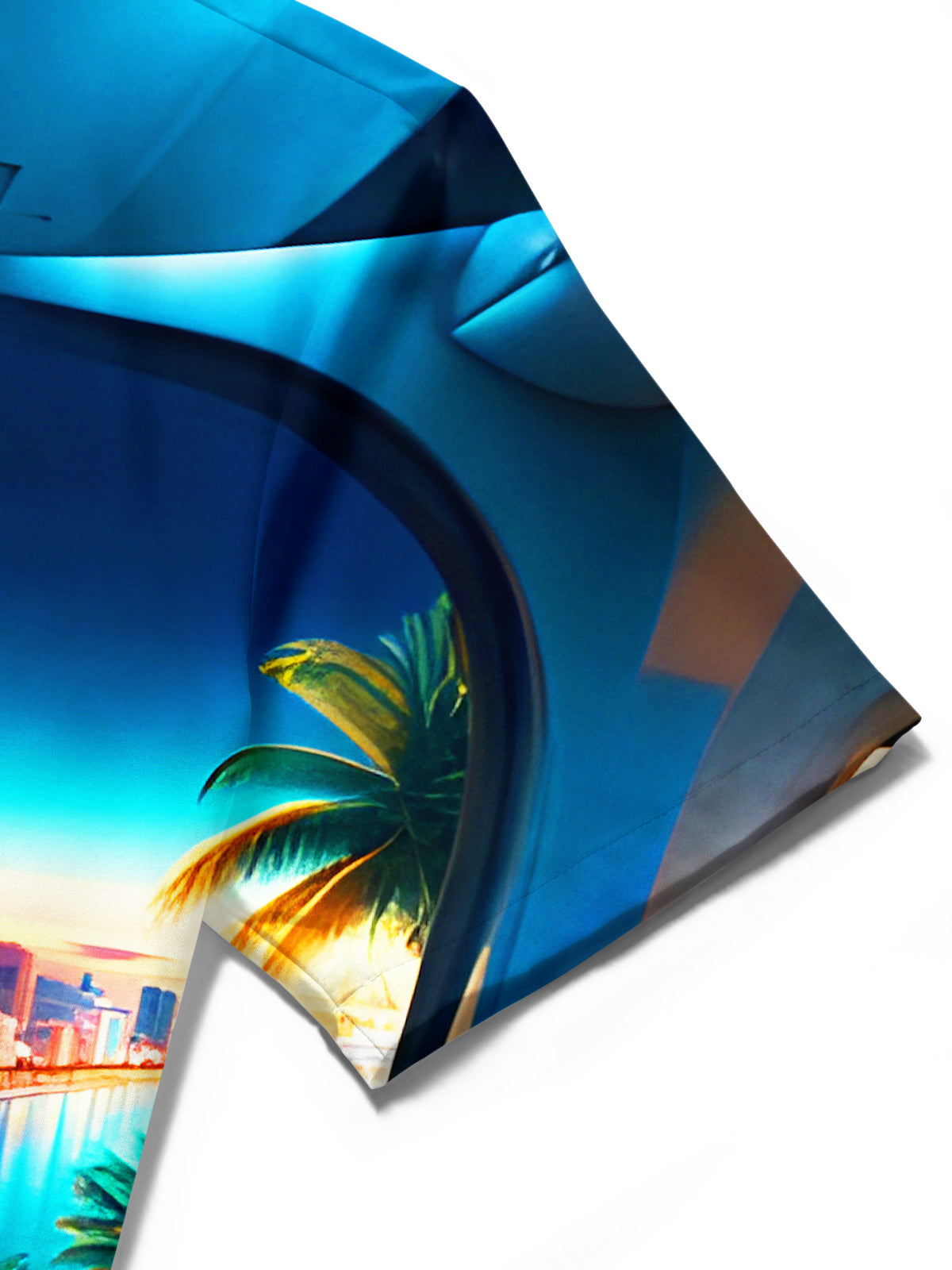 Aircraft Cockpit Coconut Trees City Night View Men's Pocket Short Sleeve Shirts