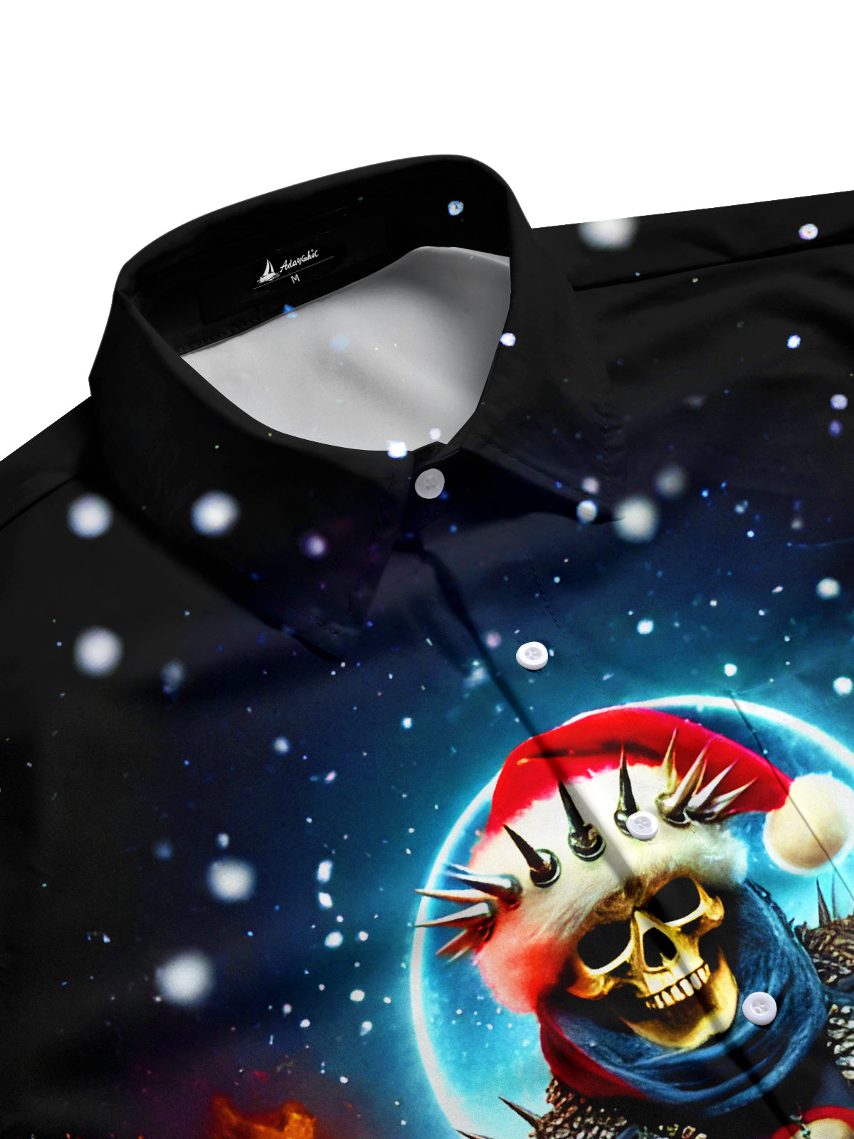 Fun Christmas Skull Guitar Rock Music Men's Pocket Short Sleeve Shirts