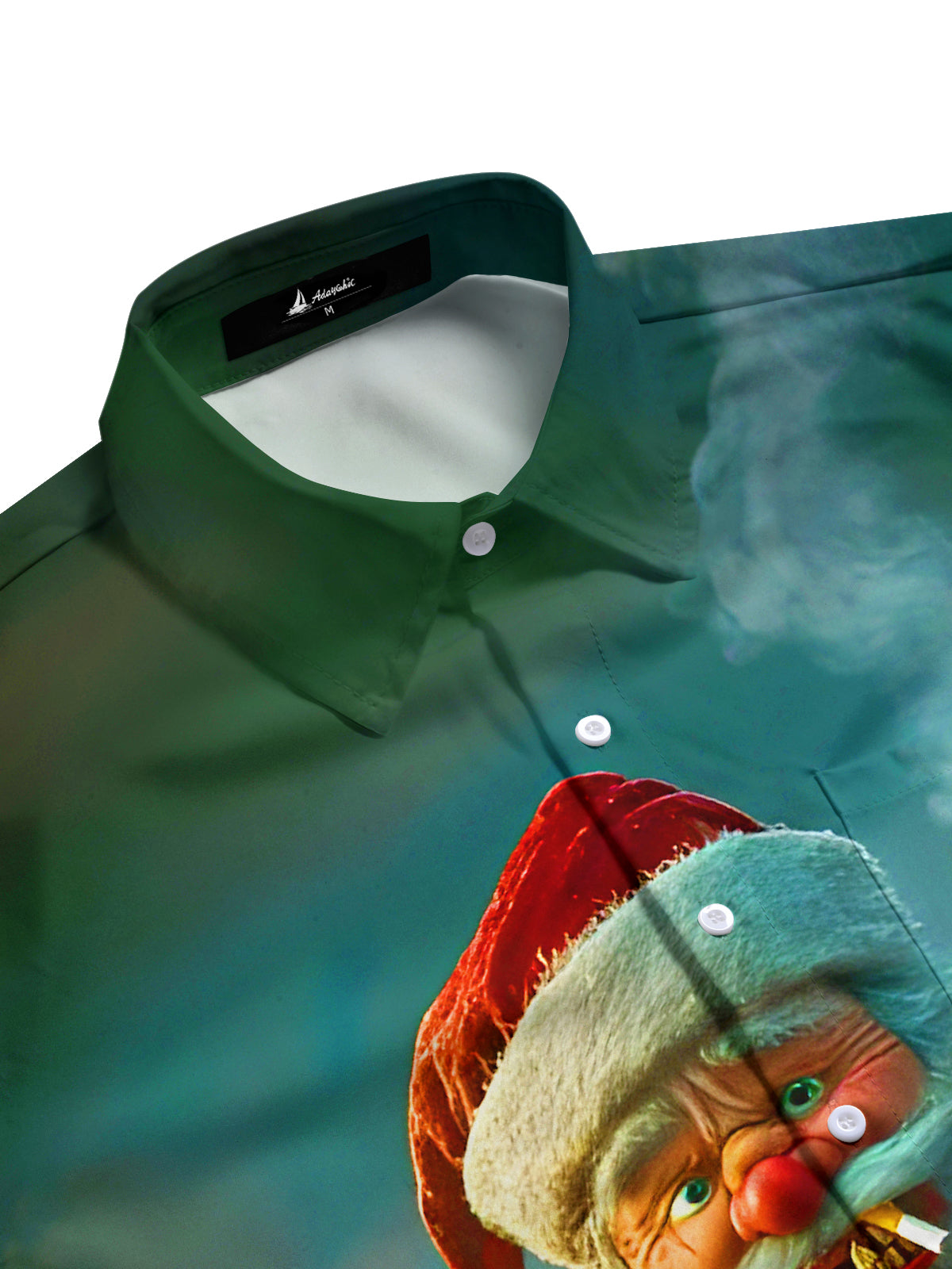 Fun Christmas Santa Claus Smoking Wine Chimney Xmas Men's Pocket Short Sleeve Shirts