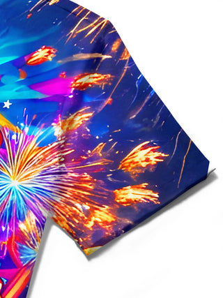 men's eagle print shirt close-up short sleeve