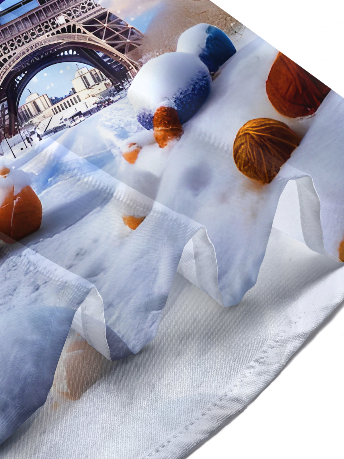 Fun Snow Scarf Eiffel Tower Men's Pocket Long Sleeve Shirts