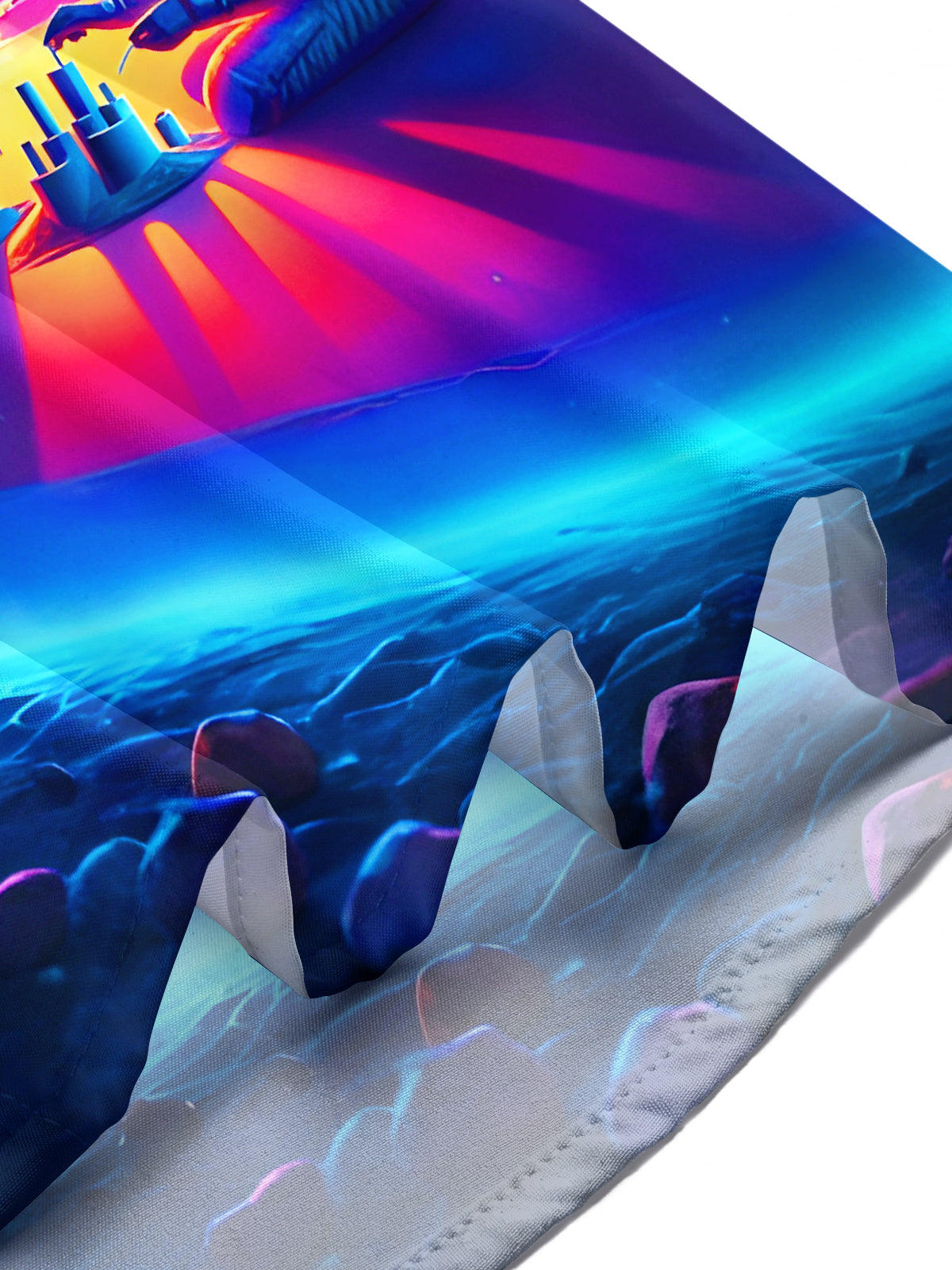 Fun Psychedelic Coconut Tree Sunset Astronaut Building Castles Men's Pocket Short Sleeve Shirts