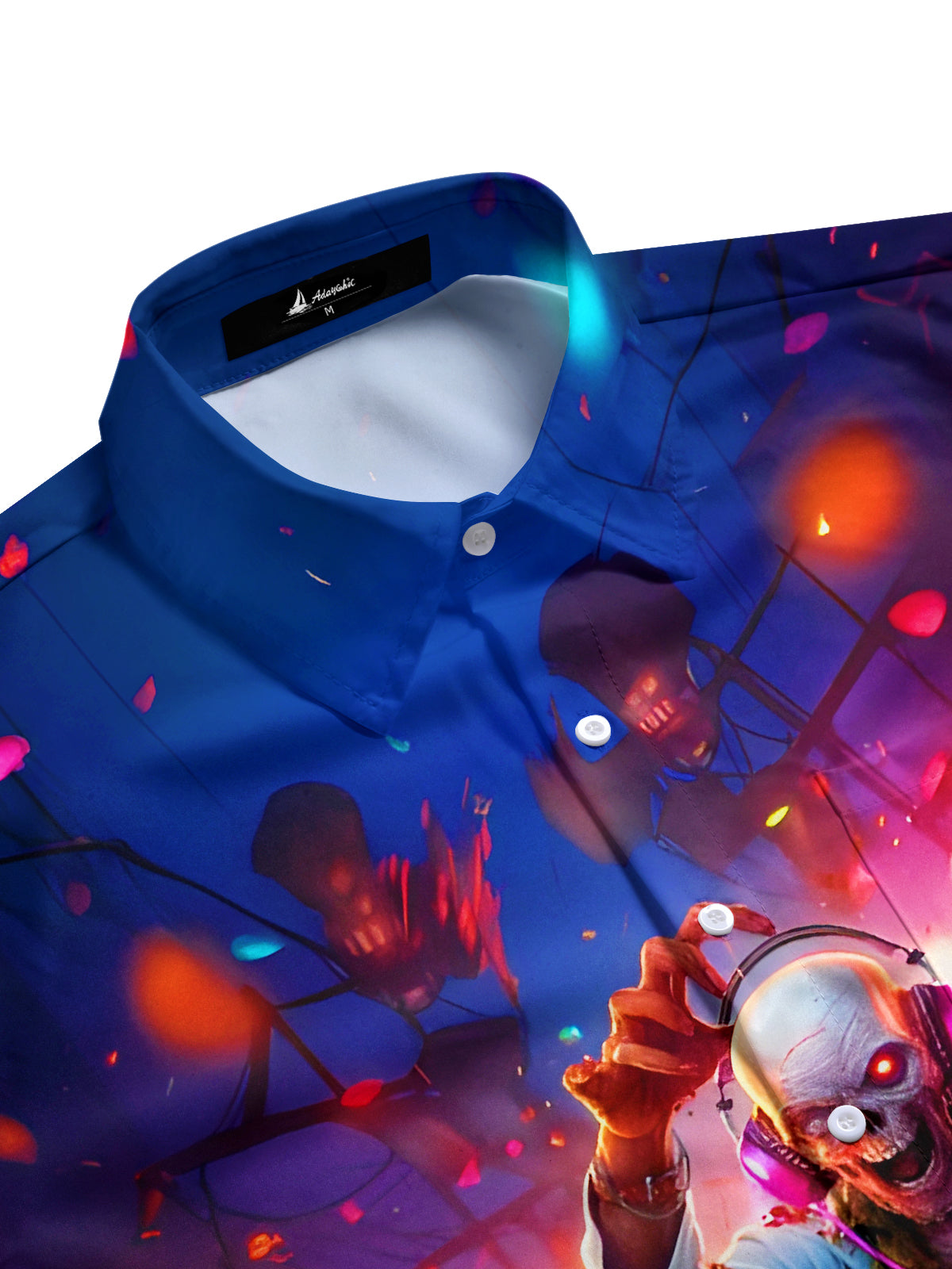 Fun DJ Skull Carnival Turntable Music Men's Pocket Short Sleeve Shirts