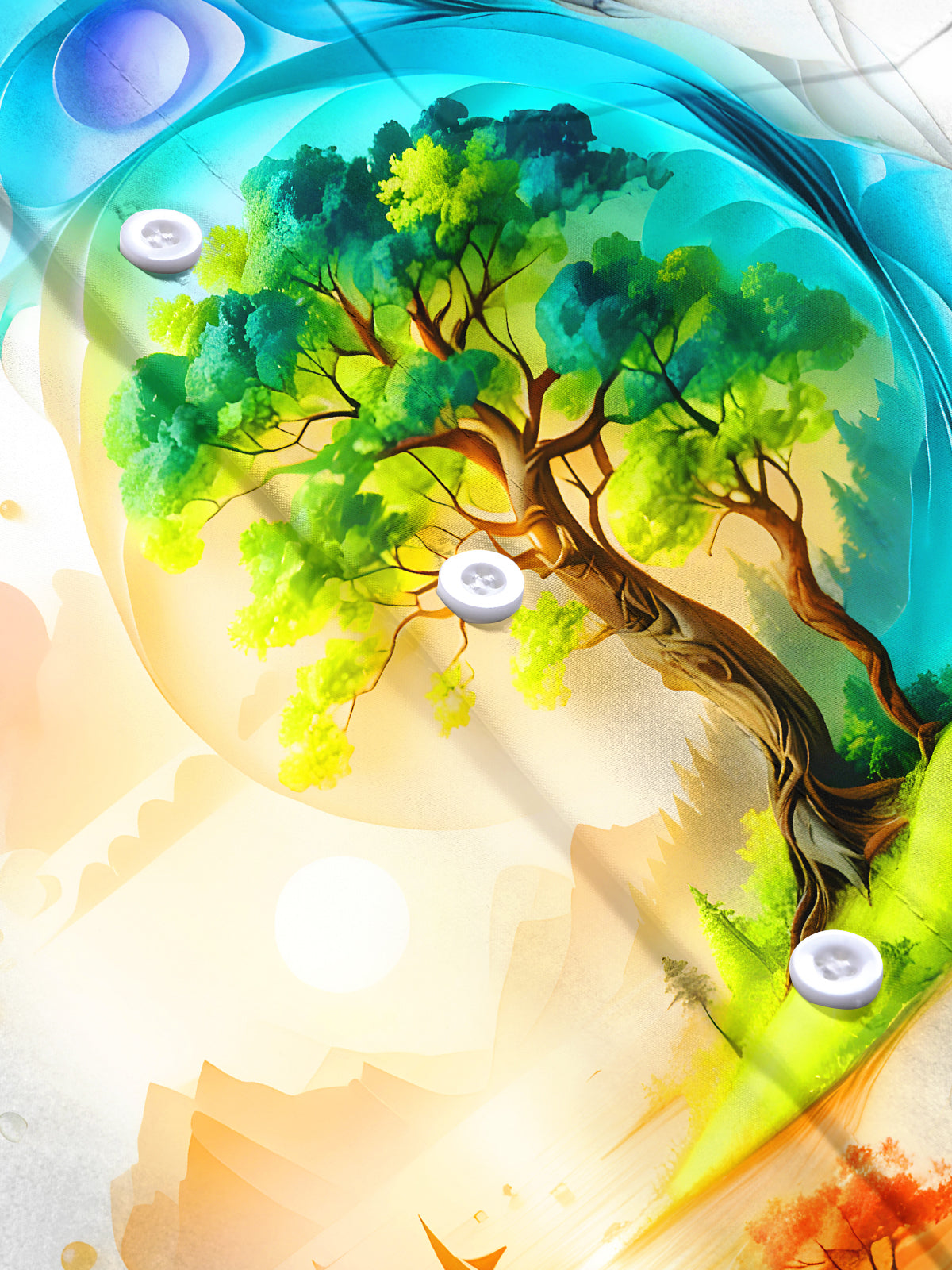 Art Landscape Tree Men's Pocket Short Sleeve Shirts