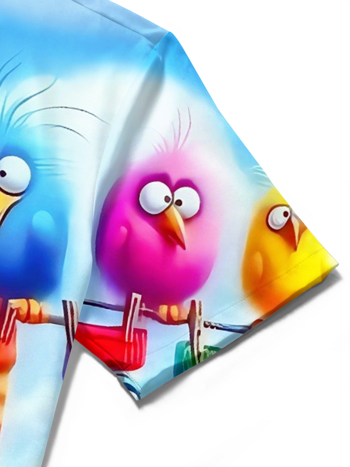 Funny Cartoon Bird Socks Print Men's Pocket Short Sleeve Shirts